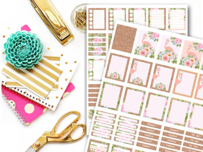 Rose Gold Flamingo Planner Stickers - Magical Printable