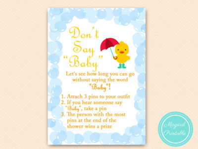 dont say baby game rubber duck baby shower game printable