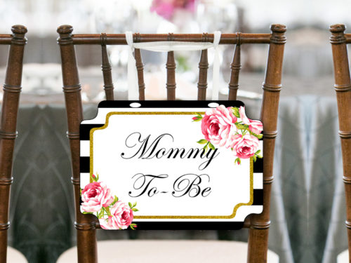 Black Stripes Gold Mommy to be Chair Banner Magical Printable