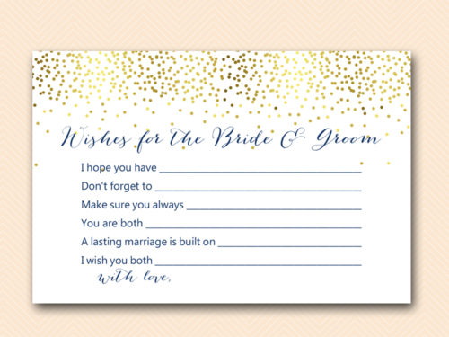 BS472N-wishes-for-bride-groom-card-4x6-navy-gold-bridal-shower-game