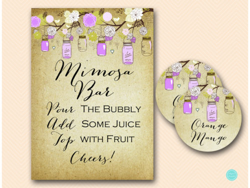 BS49-sign-mimosa-bar-5x7-purple-mason-jars-bridal-shower-game