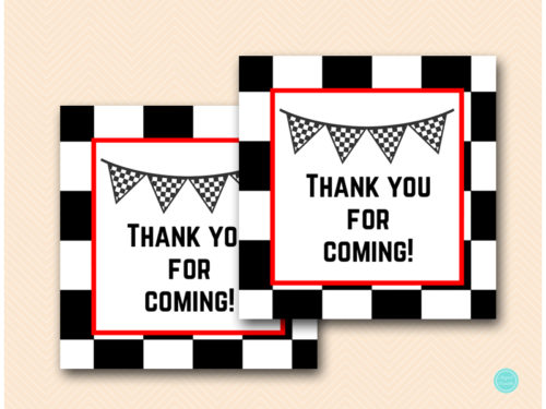 TLC113 tags thank you racing birthday party tags baby shower