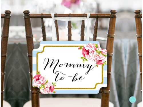 TLC50B Chair-Sign-8-5x11-MOMMY-banner-baby-blue-stripes-floral