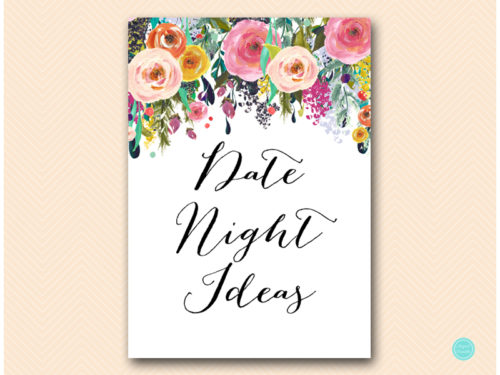 Garden Bridal Shower Date Night Idea Card and Sign - Magical Printable