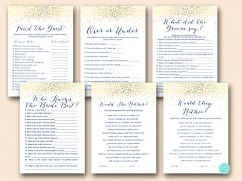 navy and gold bridal shower games printable package bs472n