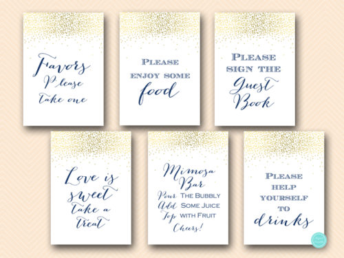 navy and gold bridal shower signbs printable package bs472n