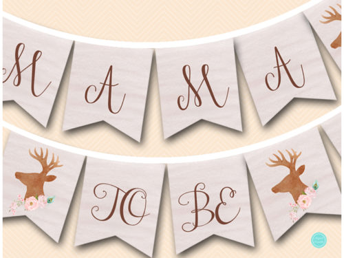 rustic woodland mama to be baby shower banner