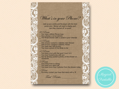 BS16-whats-in-your-phone-lace-burlap-bridal-shower-game