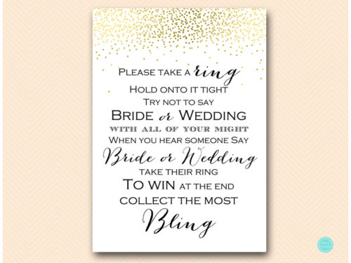 Gold Don T Say Wedding Or Bride Game Magical Printable
