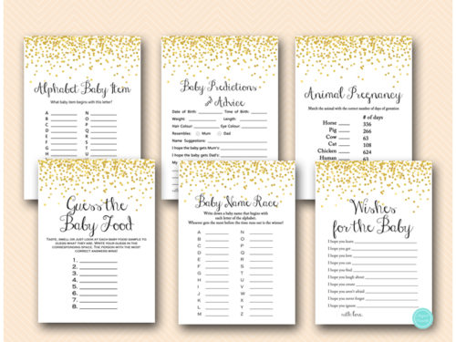 gold baby shower game printable download