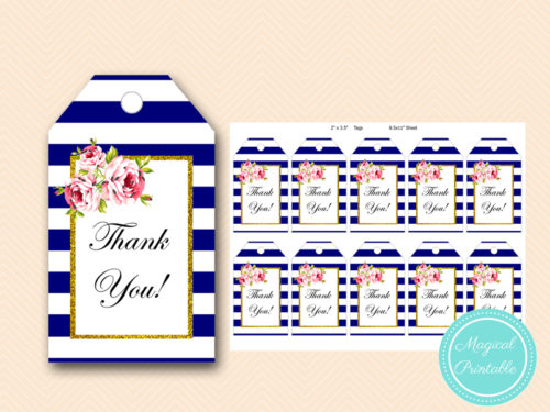 navy floral thank you tags sn406