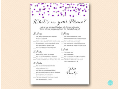 BS426-whats-in-your-phone-purple-silver-bridal-shower-games