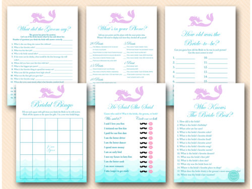 Mermaid Bridal Shower Game Package - Magical Printable Mermaid Bridal Shower Game Package - Magical Printable