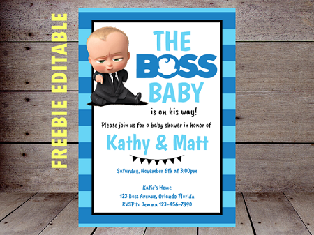free editable boss baby shower invitation