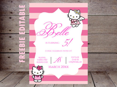 free pink hello kitty invitation editable