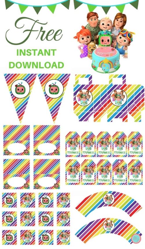 Free Rainbow Cocomelon Party Printable