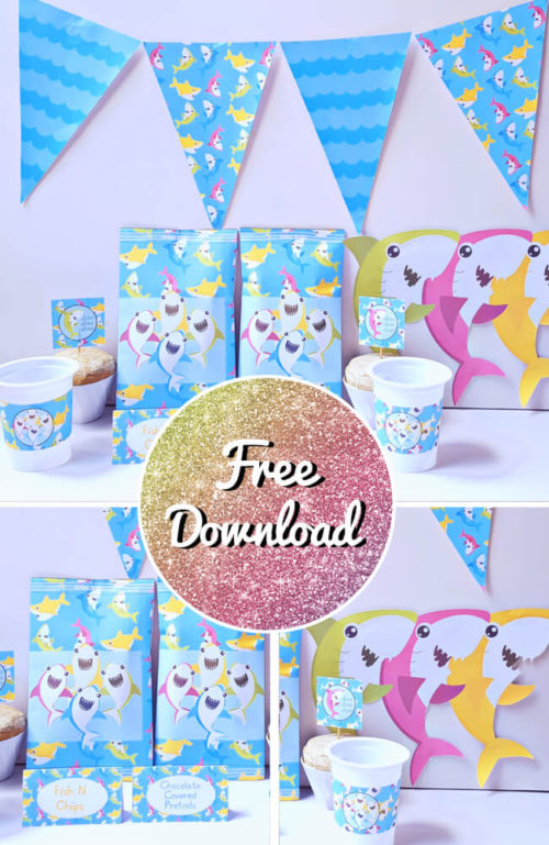 free baby shark party printable template