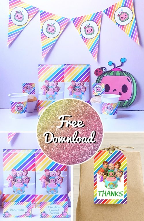 FREE Rainbow Cocomelon Party Template