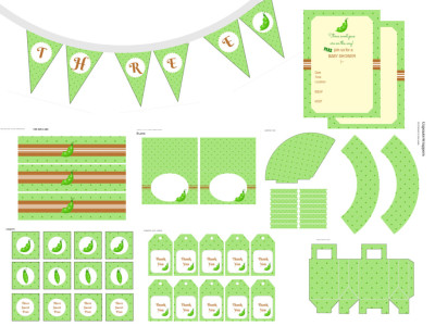 Free Three Peas in a Pod, Triplets Baby Shower Pack