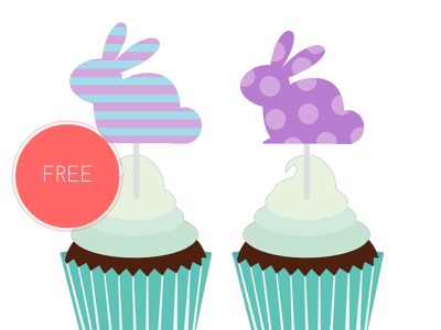 free printable easter bunny garlands and cupcake toppers and labels