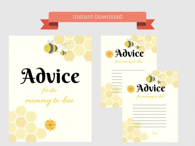 Honey Bee Advice Cards For Baby Shower - 24 Count, Gender Neutral Mommy-to-Bee Keepsake