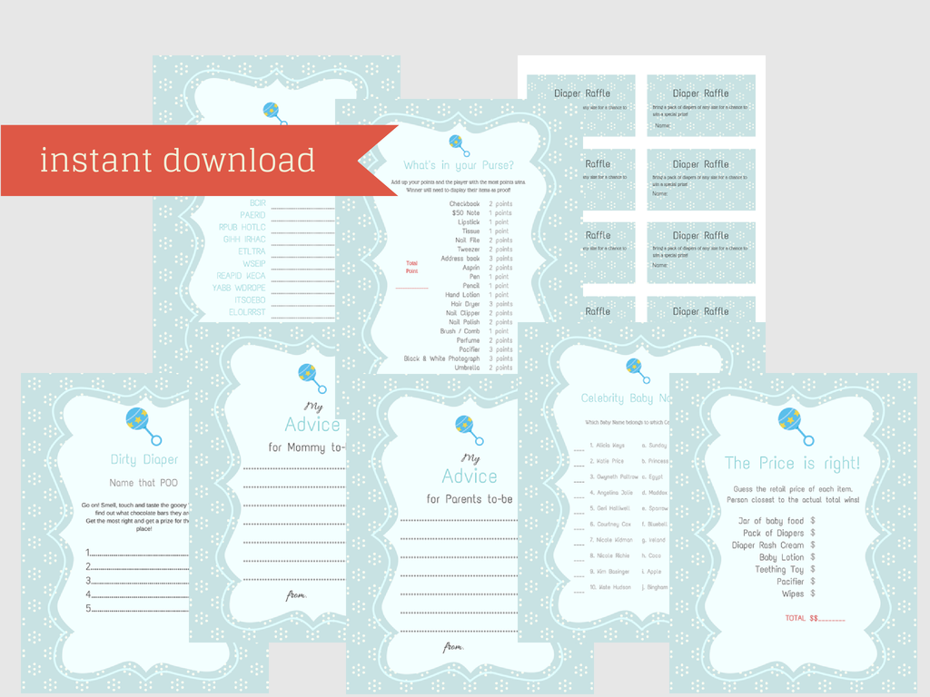 Baby Boy Baby Shower Games - Magical Printable