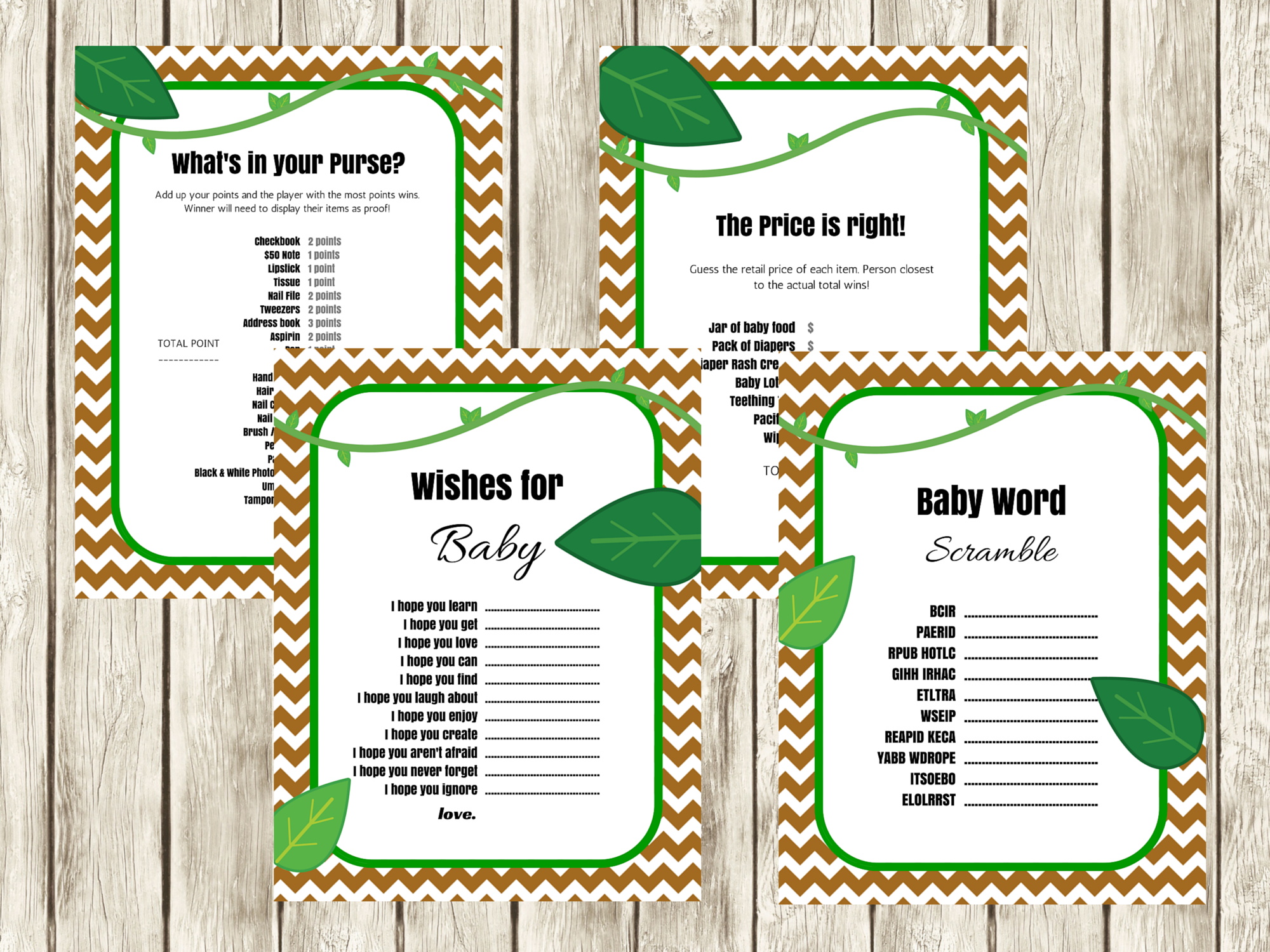 Jungle baby shower games - Magical Printable