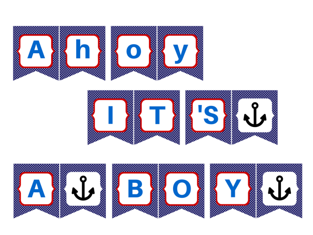 Ahoy it's a Boy Baby Shower Banner, Ahoy it's a Boy Party Banner, Ahoy it's a Boy Banner, Nautical Banner, Pirate Baby Shower, blue red