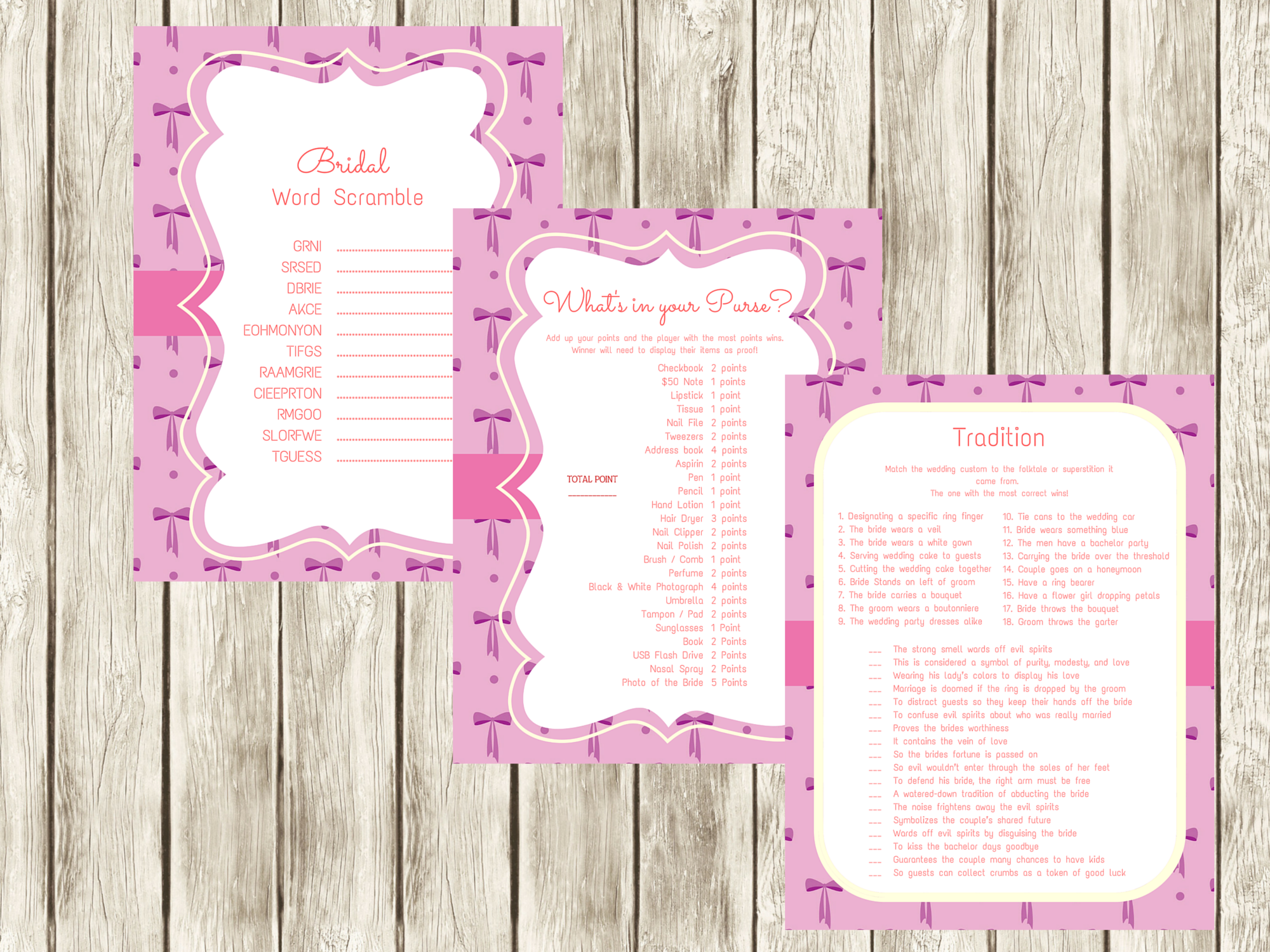Pink Ribbon Bridal Shower Games - Magical Printable