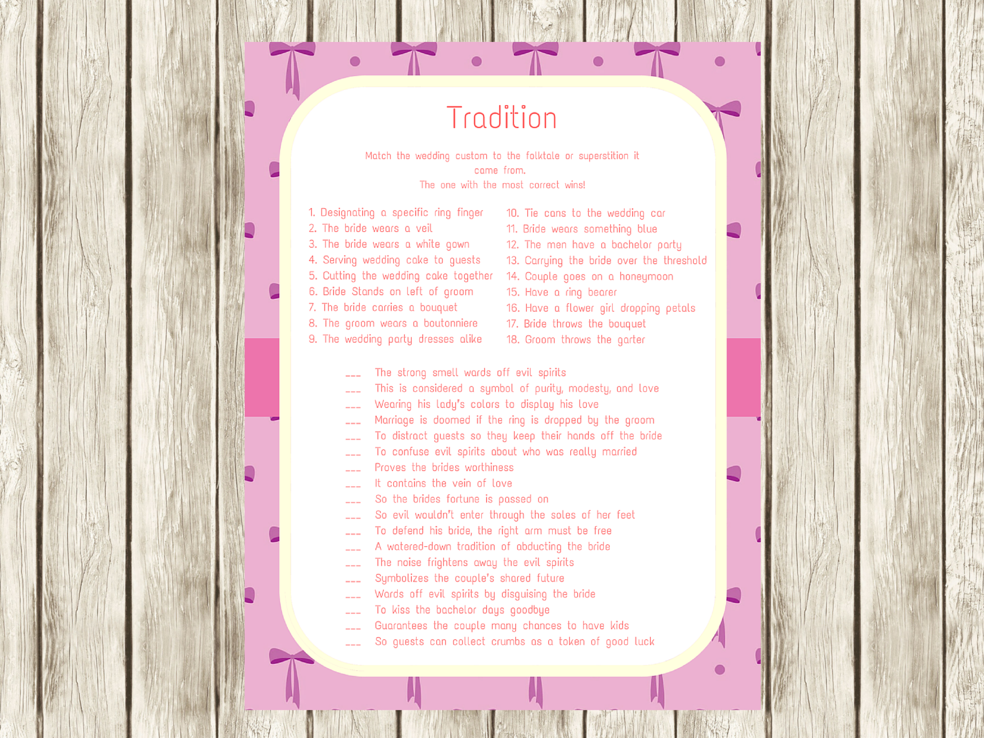 Pink Ribbon Bridal Shower Games - Magical Printable