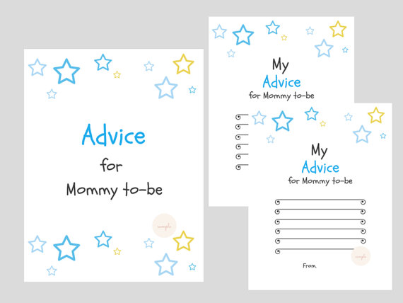 Blue Star Advice for Mommy to Be Cards - Magical Printable
