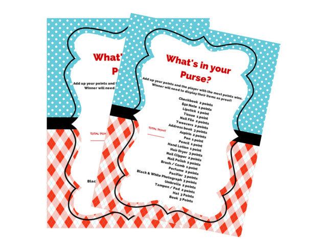 what's in your purse baby shower games, thing 1 thing 2, twins dr seuss