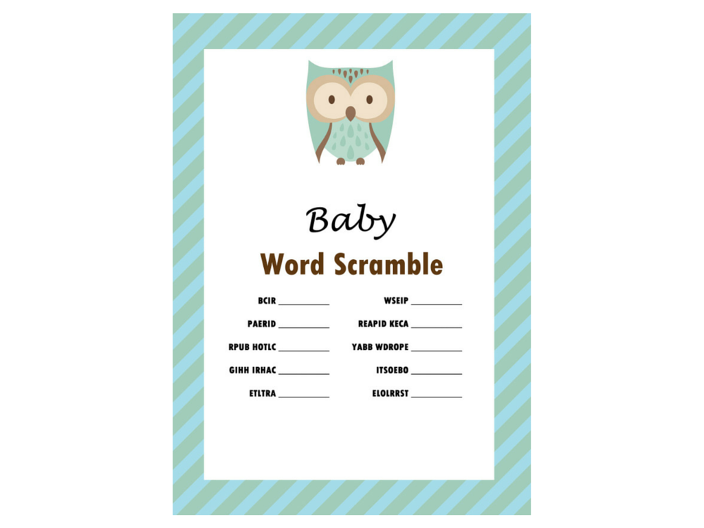 Owl Baby Shower Games Set - Magical Printable