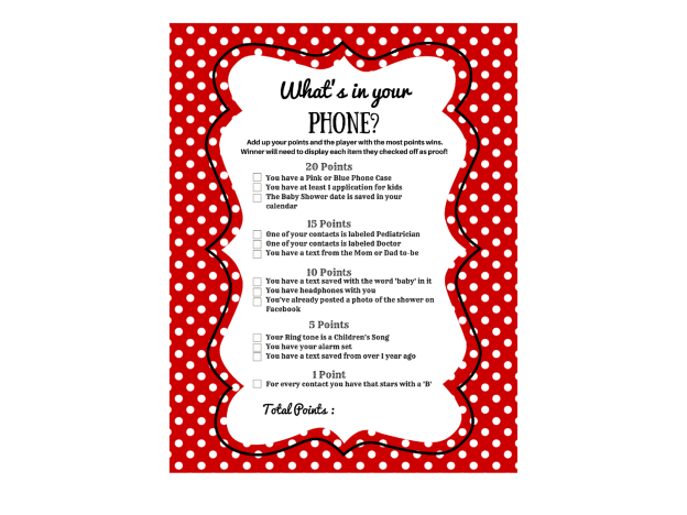 Red Modern What's in your Phone - Magical Printable