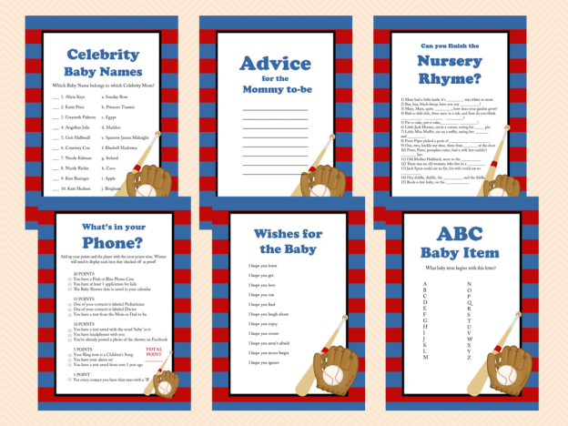 baseball themed baby shower games