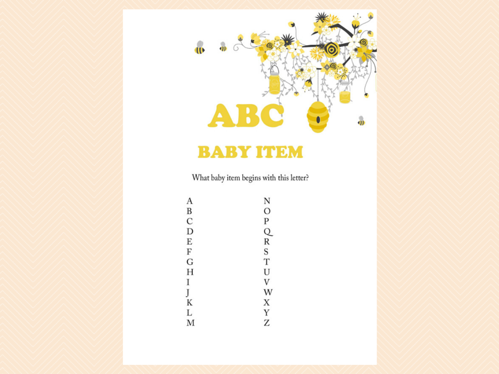 Printable, Bee Theme Printable Baby Shower Games, Bumble Bee Baby ...