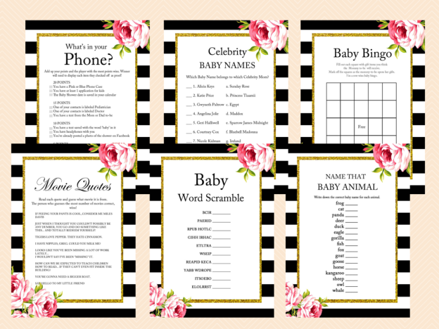 Floral Black And White Baby Shower Games Magical Printable Floral Black And White Baby Shower Games Magical Printable