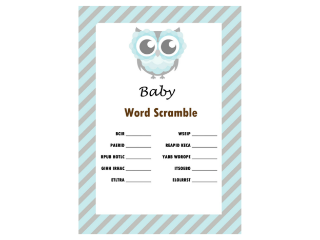 Boy Owl Themed Baby Shower Games - Magical Printable