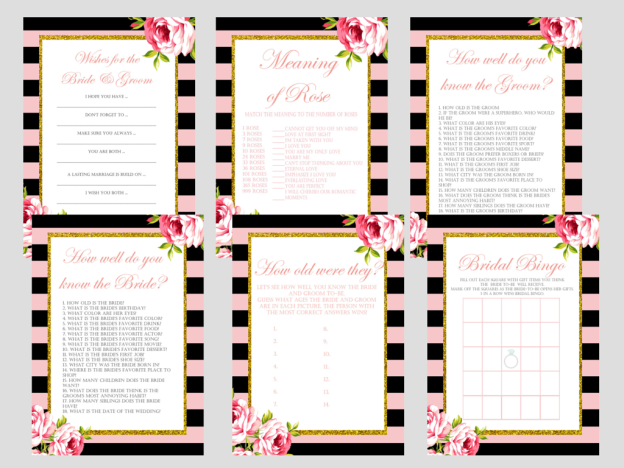 Pink Black Parisian Bridal Shower Games - Magical Printable