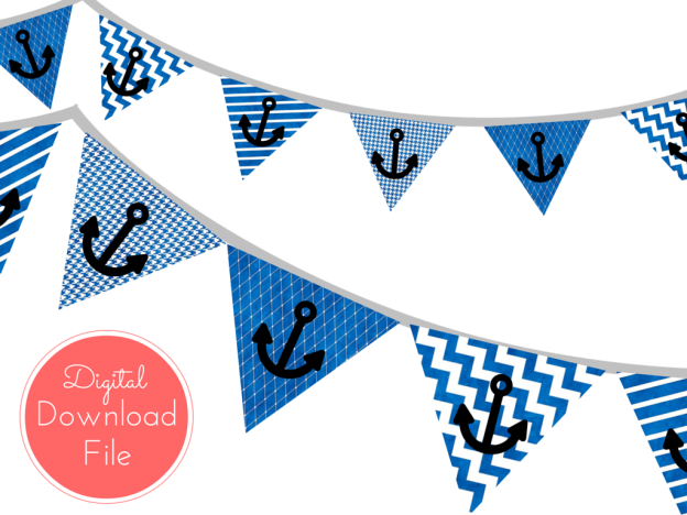 Blue Watercolor Nautical Baby Shower Banner - Magical Printable