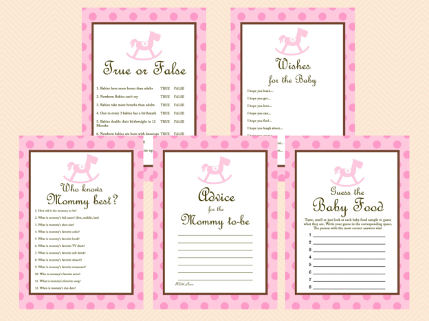 Pink Baby Shower Game Package, Baby Girl, Rocking Horse Baby Shower Games Printables, Baby Shower TLC25