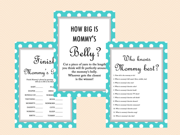 Turquoise Polka Dots Baby Shower Game, Who knows Mom best, Who knows mommy Best, How well do you know mommy, Baby Shower Games TLC29