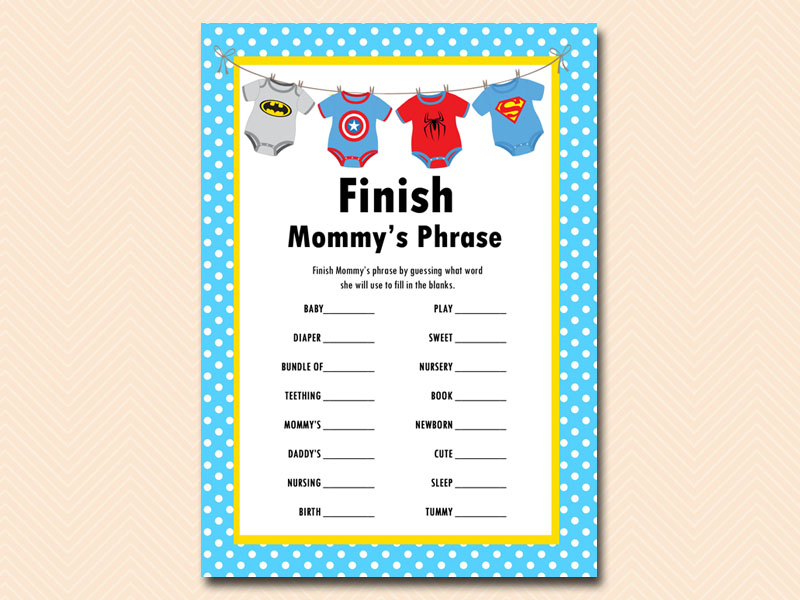 Superhero Baby Shower Printable - Magical Printable