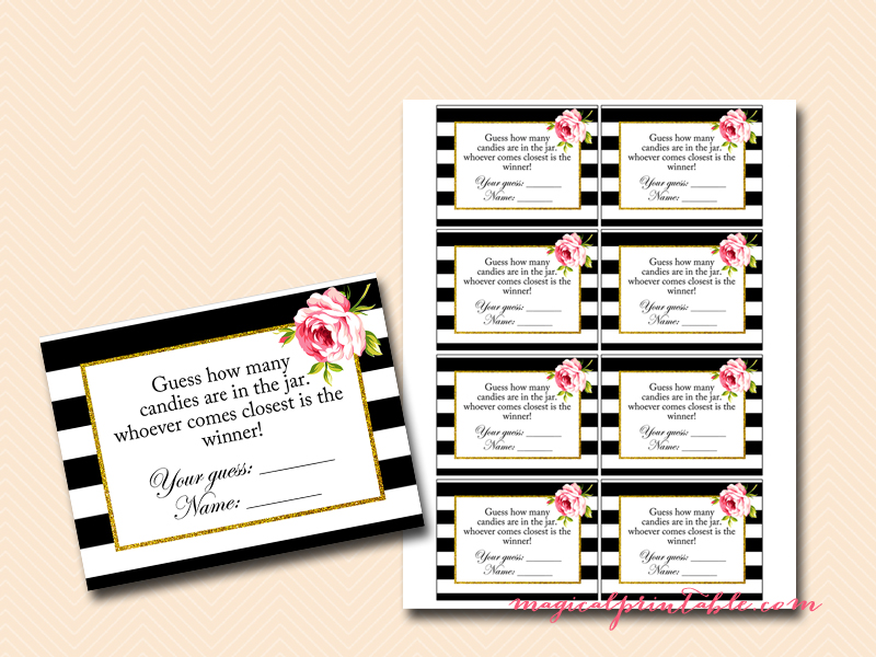 Floral black and white baby shower games magical printable