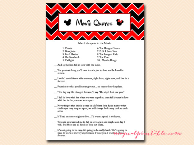 Disney Bridal Shower Game Pack - Magical Printable