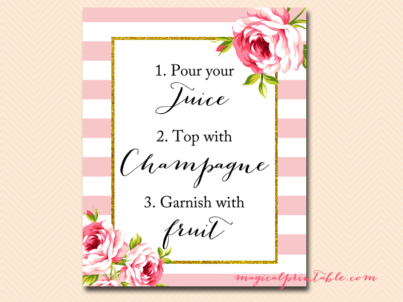 Pink Stripes and Floral Printable Signs - Wedding, Bridal, Baby Shower ...