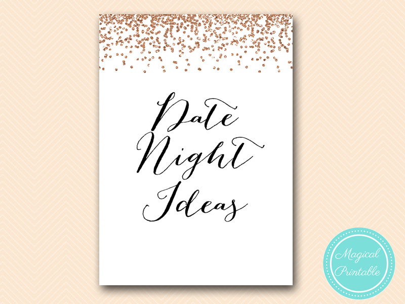 Bridal Shower Date Night Game - Sign And 50 Date Night Idea Cards, Wedding Shower Activity - View #9