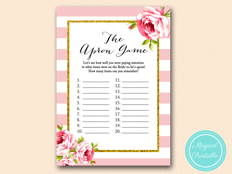 Floral Pink Chic Bridal Shower Games Magical Printable
