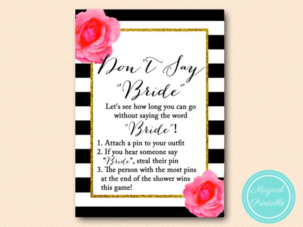 Watercolor Flower, Shabby Chic Bridal Shower Games - Magical Printable
