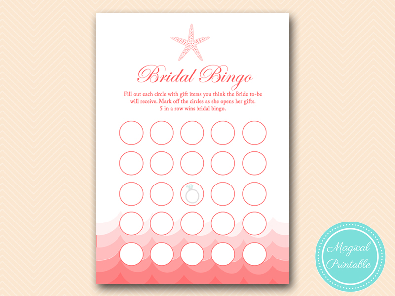 Coral Beach Nautical Bridal Shower Games - Magical Printable